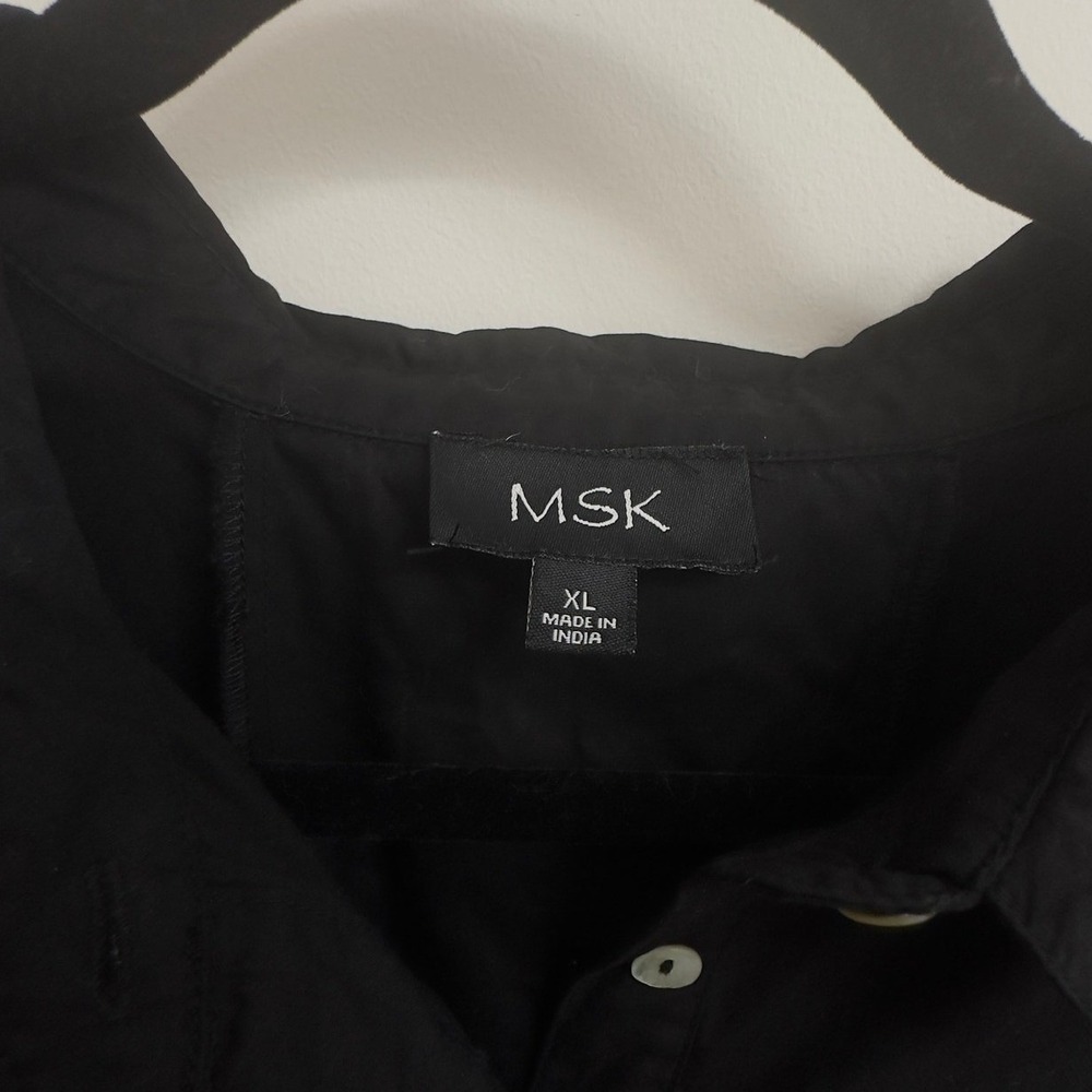MSK Black Cotton Puff-Sleeve Shirt Dress XL - Picture 3 of 5